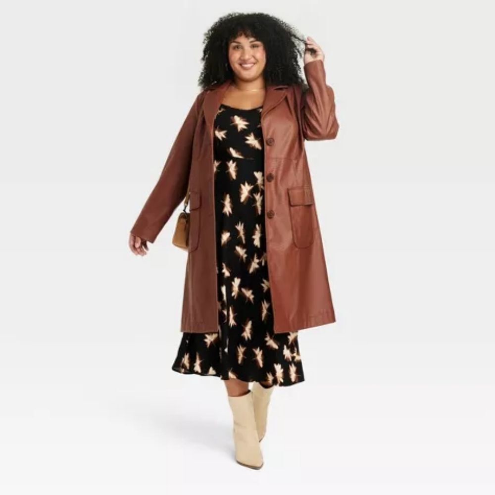 Women's Faux Leather Trench Coat - Ava & Viv